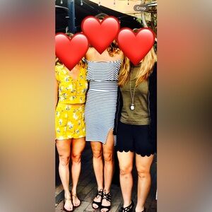 Lovers + Friends Navy and Cream Striped Top